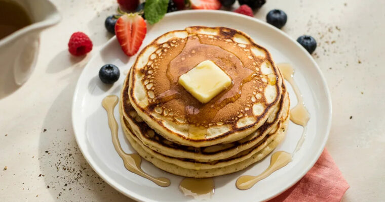 Fluffy Buttermilk Pancakes with Berries