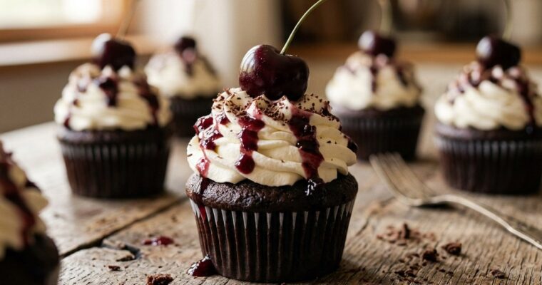Black Forest Cupcakes Recipe (45-Min) – Rich & Cherry-Studded