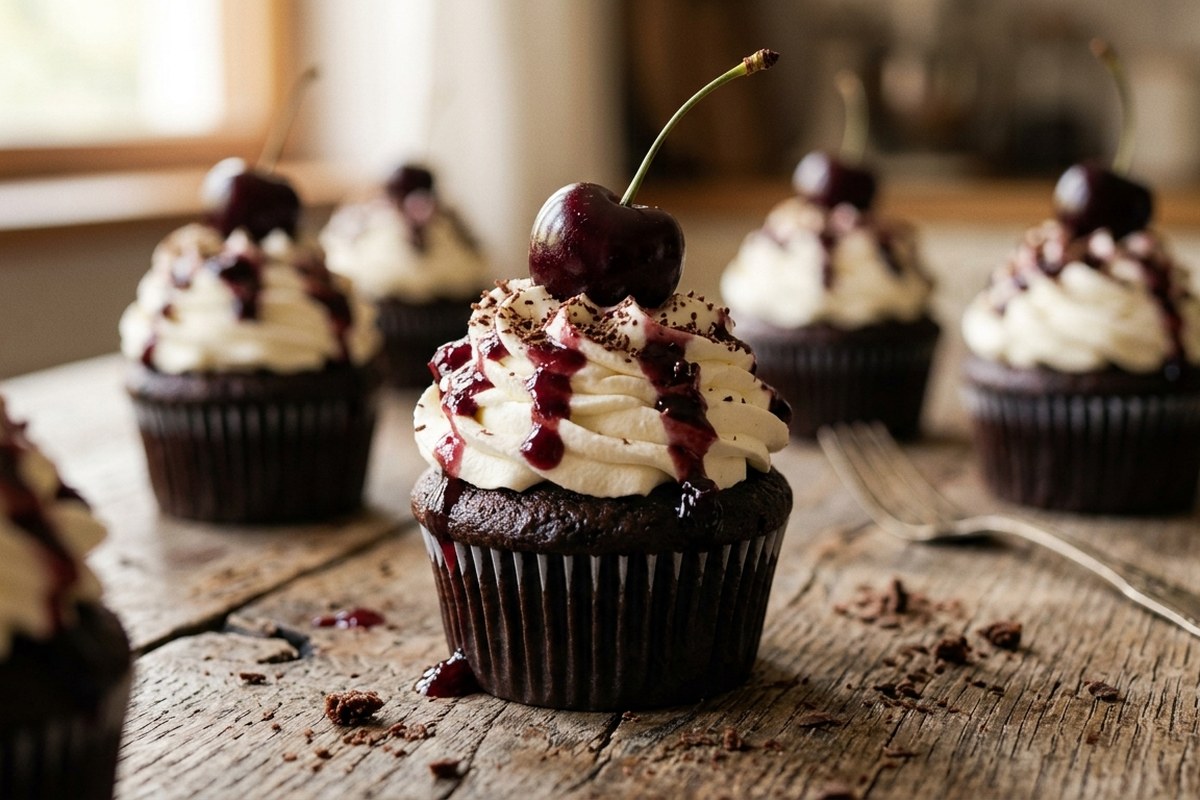 Black Forest Cupcakes Recipe (45-Min) – Rich & Cherry-Studded