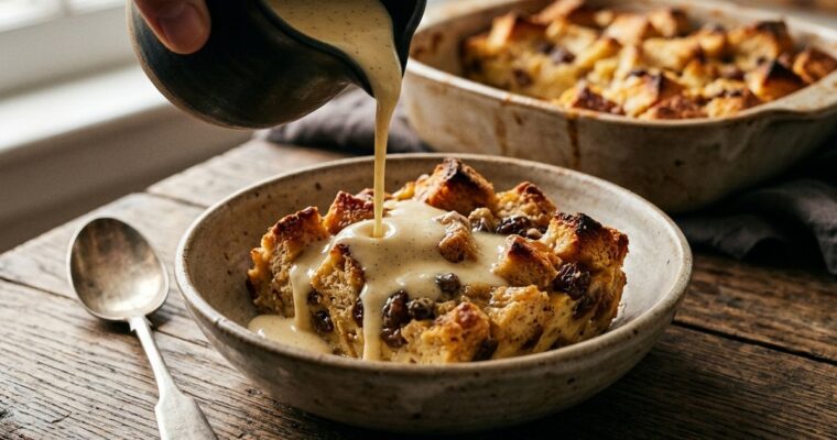 Bread Pudding with Vanilla Sauce Recipe (1-Hr Bake) – Warm & Custardy