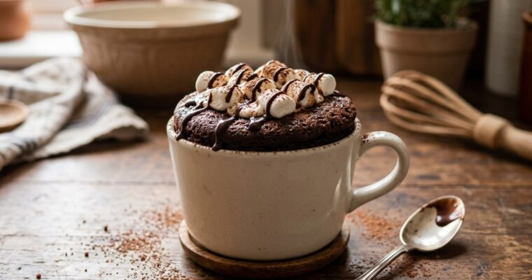 Hot Chocolate Mug Cake Recipe (2-Min Microwave) – Easy & Cozy