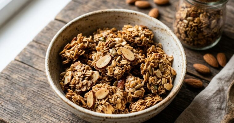 Vanilla Almond Granola Recipe (25-Min Bake) – Crunchy & Craggy