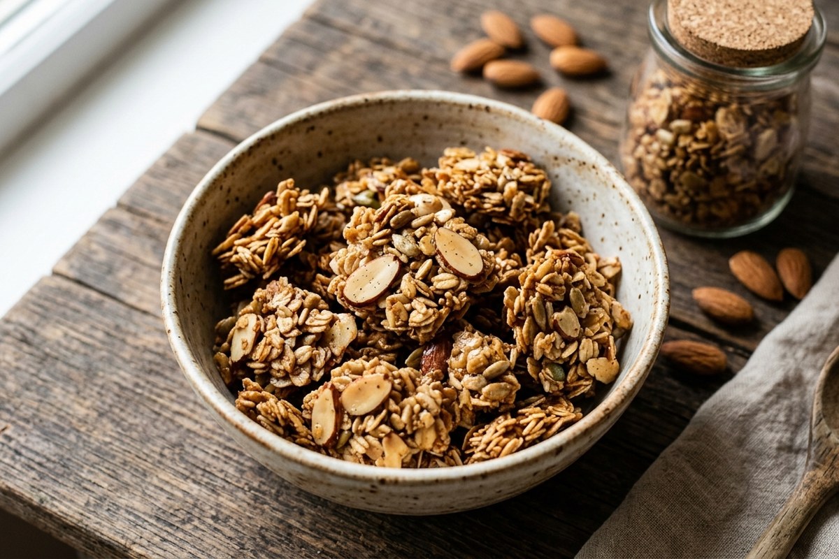 Vanilla Almond Granola Recipe (25-Min Bake) – Crunchy & Craggy